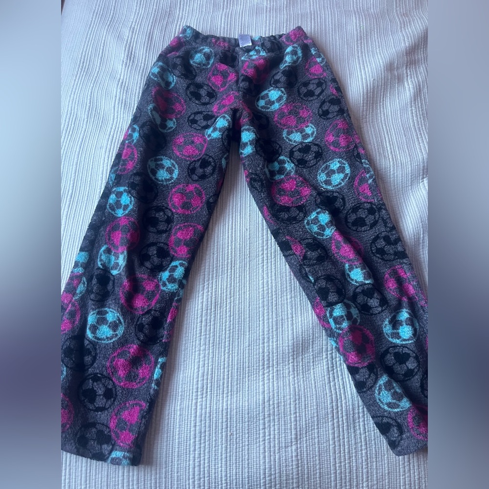 Kids Soccer Print Leggings - Gray, Pink, and Blue